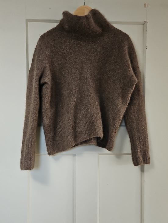 Pas De Calais Sweaters - Women's Brown Fuzzy Turtleneck Sweater - Cozy Knit